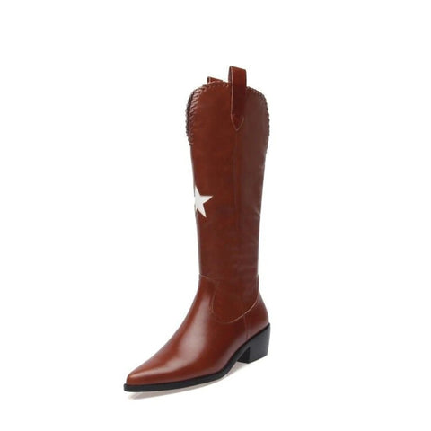 New Pointed Toe Mid Heel Knee High Boots With Side Zipper CODE: KAR1341