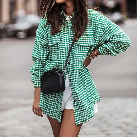 New loose, casual, checked, long-sleeved coat CODE: KAR1355