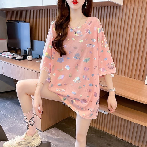 New Casual O-Neck Short Sleeve Loose T-shirt CODE: KAR1414