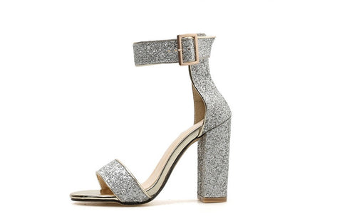 New Trend Chunky Heel Sequin Sandals CODE: KAR1420