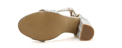 New Trend Chunky Heel Sequin Sandals CODE: KAR1420
