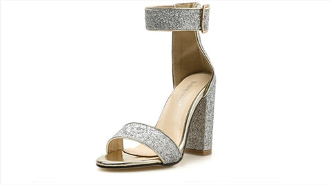 New Trend Chunky Heel Sequin Sandals CODE: KAR1420