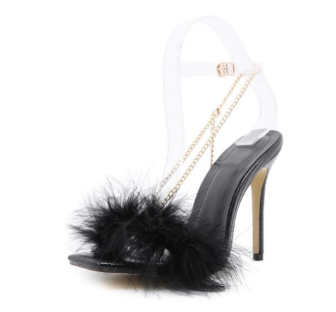 New Style with feathers, square toe, high heel CODE: KAR1421