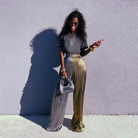 Sexy Bicolor High Waist Wide Leg Pant CODE: KAR1425