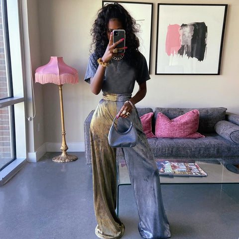 Sexy Bicolor High Waist Wide Leg Pant CODE: KAR1425