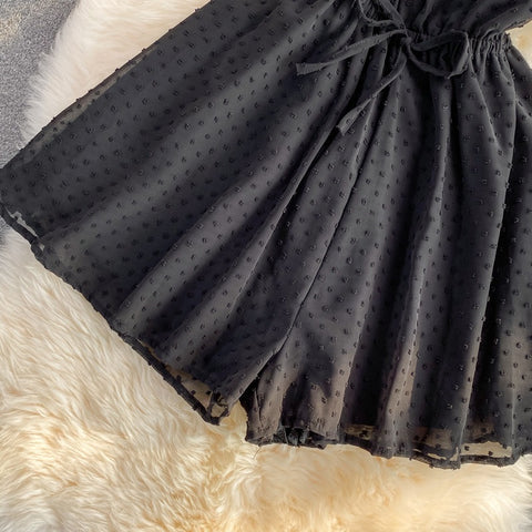 New Polka Dot Sexy V-neck Short Sleeve Slim Waist Playsuit CODE: KAR1430