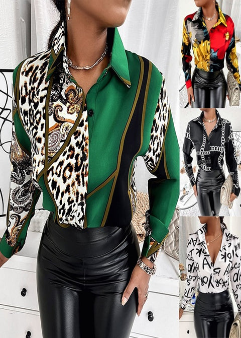New Loose Contrast Color Long Sleeve Fashion Shirt CODE: KAR1453
