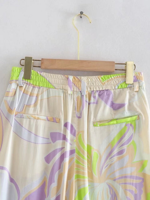 New Fashion Retro Print Straight Elastic Waist Elegant 2 Piece Set CODE: KAR1460