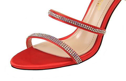 Sexy Stiletto High-heel  Rhinestone Ankle Snake Wrap Strap Sandals CODE: KAR1502