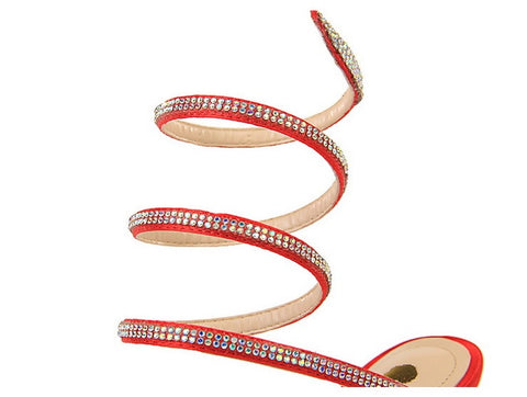 Sexy Stiletto High-heel  Rhinestone Ankle Snake Wrap Strap Sandals CODE: KAR1502
