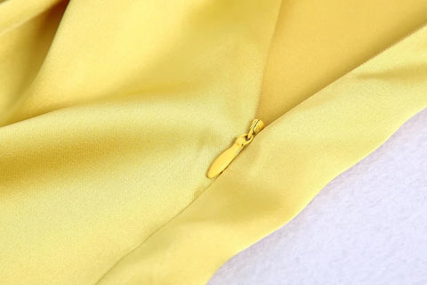 Summer Yellow Print Shirt High Waist Pleated Straight Midi Skirt CODE: KAR1523