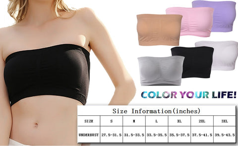 Double Layers Plus Size Strapless Tube Top Stretchy Bra CODE: KAR1528