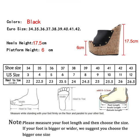 Newest Fashion Rivet Design Peep Toe Platform Wedge Black Sexy Super High Sandal CODE: KAR1532