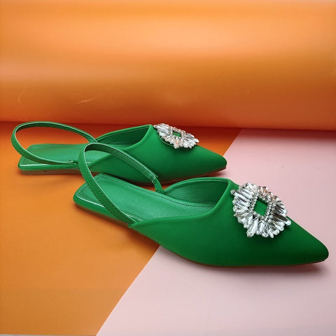 New rhinestone sequins pointed toe temperament large sized flats CODE: KAR1578