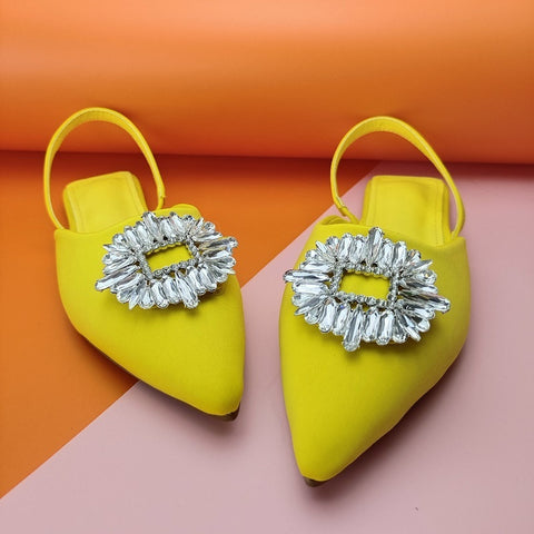 New rhinestone sequins pointed toe temperament large sized flats CODE: KAR1578
