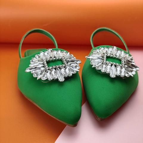 New rhinestone sequins pointed toe temperament large sized flats CODE: KAR1578