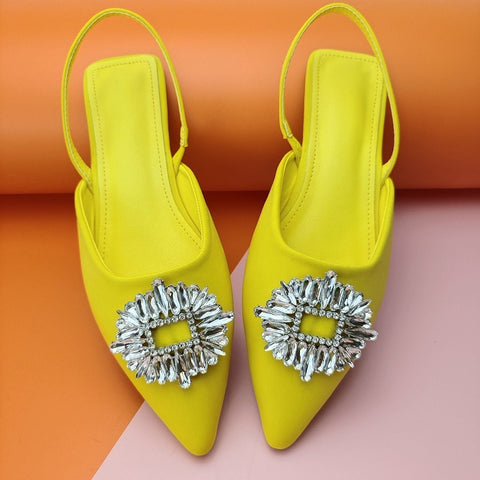 New rhinestone sequins pointed toe temperament large sized flats CODE: KAR1578