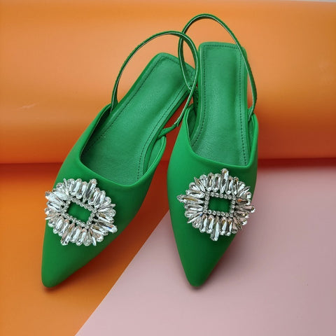 New rhinestone sequins pointed toe temperament large sized flats CODE: KAR1578
