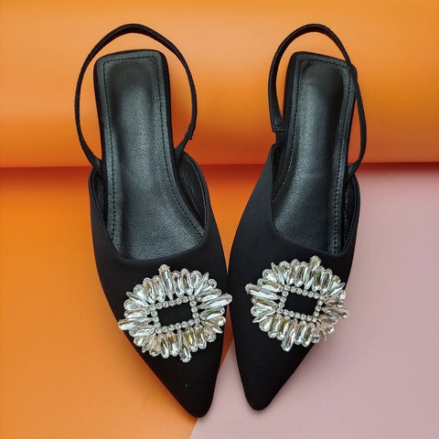 New rhinestone sequins pointed toe temperament large sized flats CODE: KAR1578