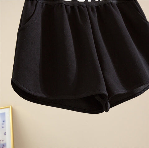 New Casual Elastic Pocket High Waist Letter Printed Loose Shorts CODE: KAR1583