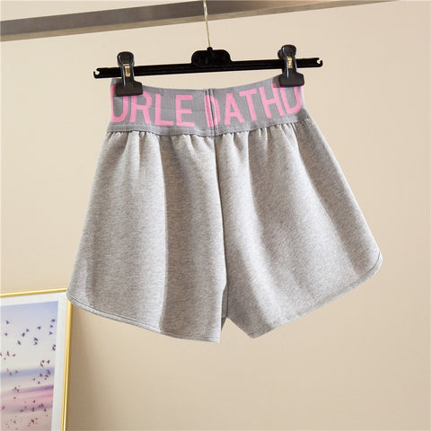 New Casual Elastic Pocket High Waist Letter Printed Loose Shorts CODE: KAR1583