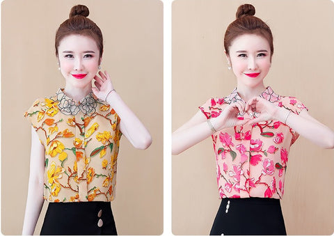 Summer fashion new sleeveless western casual Floral shirt CODE: KAR1590