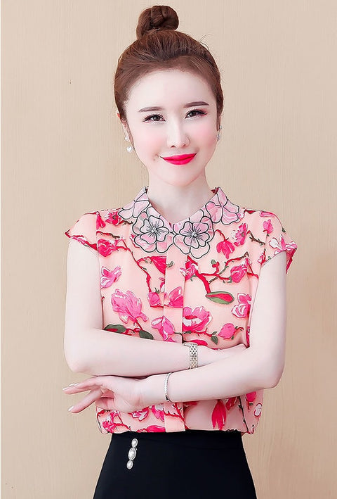 Summer fashion new sleeveless western casual Floral shirt CODE: KAR1590