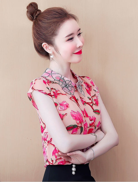 Summer fashion new sleeveless western casual Floral shirt CODE: KAR1590