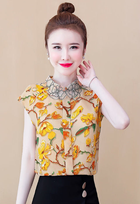 Summer fashion new sleeveless western casual Floral shirt CODE: KAR1590