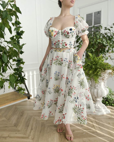 Bohemian Style Waist Closing Sexy Cross Belt Backless Suspender Skirt Embroidered 2 Piece Set CODE: KAR1612