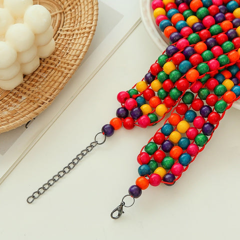 New Fashion Multi Strand Colorful Bead Layered Necklace Earring Set CODE: KAR1636