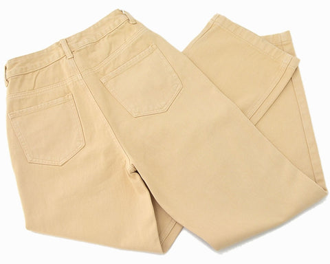 New Khaki Casual Loose Straight Hole High Waisted Denim Pant CODE: KAR1640