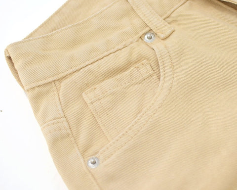 New Khaki Casual Loose Straight Hole High Waisted Denim Pant CODE: KAR1640