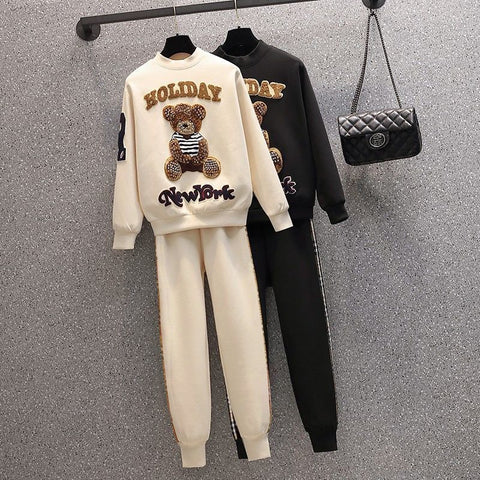 Autumn Casual Pullover Cartoon Top Patchwork Pant 2 Piece Set CODE: KAR1656