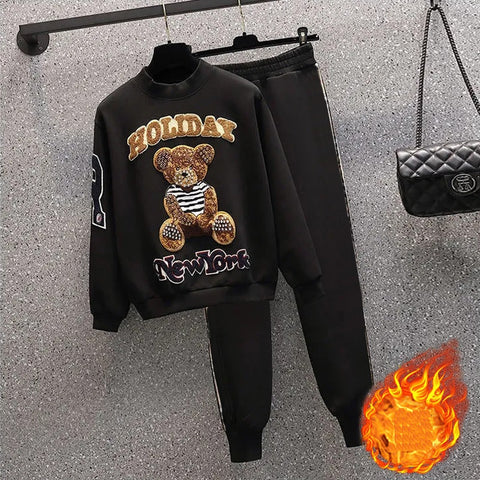 Autumn Casual Pullover Cartoon Top Patchwork Pant 2 Piece Set CODE: KAR1656