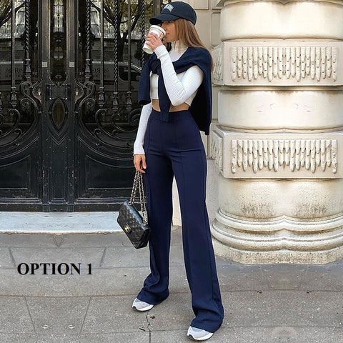 Summer Casual Fashion Slim High Waist Flared Pants CODE: KAR1660