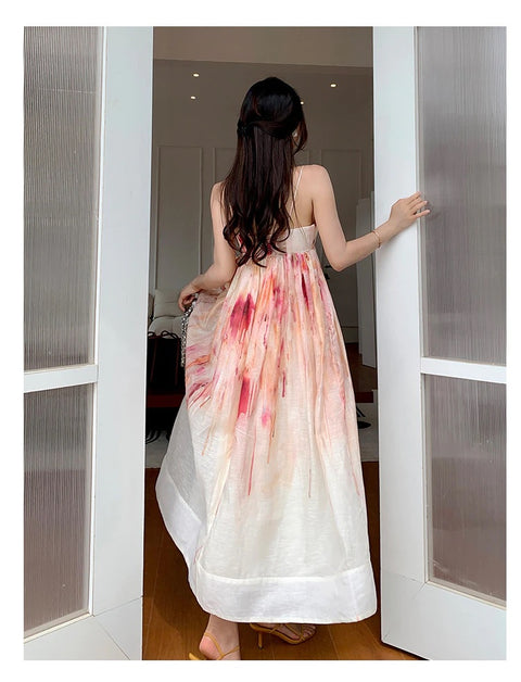 Summer New Sexy Backless V Neck Sling A Line Long Beach Dress CODE: KAR1670