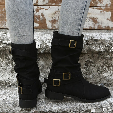 Autumn Winter Buckle low heels Ankle Boots CODE: KAR1700