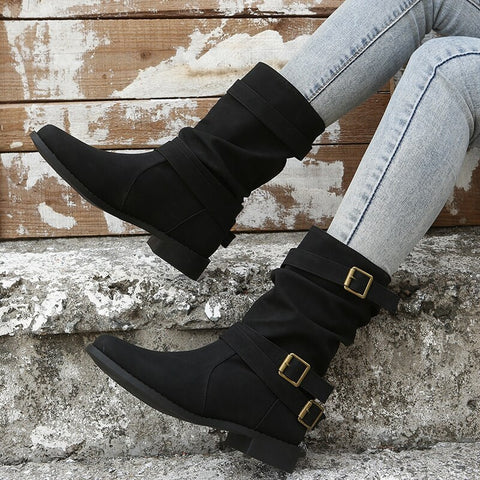 Autumn Winter Buckle low heels Ankle Boots CODE: KAR1700