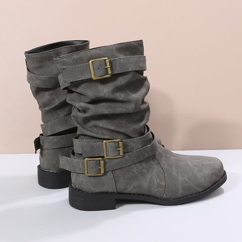 Autumn Winter Buckle low heels Ankle Boots CODE: KAR1700