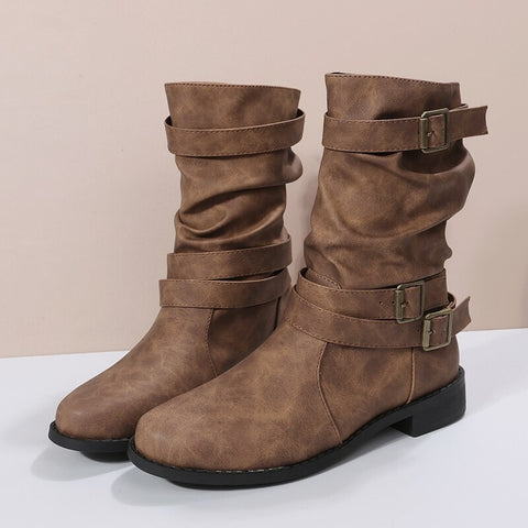 Autumn Winter Buckle low heels Ankle Boots CODE: KAR1700