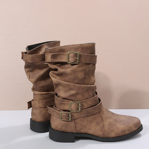 Autumn Winter Buckle low heels Ankle Boots CODE: KAR1700