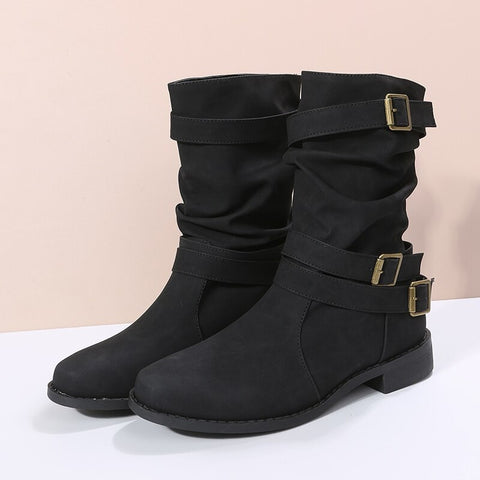 Autumn Winter Buckle low heels Ankle Boots CODE: KAR1700