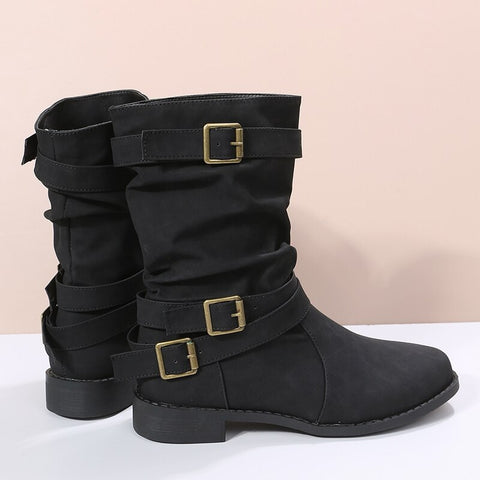 Autumn Winter Buckle low heels Ankle Boots CODE: KAR1700