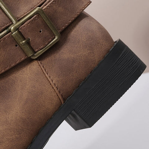 Autumn Winter Buckle low heels Ankle Boots CODE: KAR1700