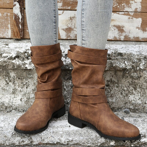 Autumn Winter Buckle low heels Ankle Boots CODE: KAR1700