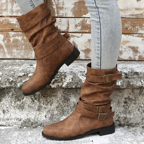 Autumn Winter Buckle low heels Ankle Boots CODE: KAR1700