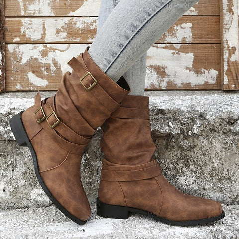 Autumn Winter Buckle low heels Ankle Boots CODE: KAR1700