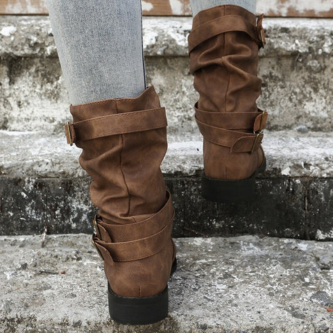 Autumn Winter Buckle low heels Ankle Boots CODE: KAR1700