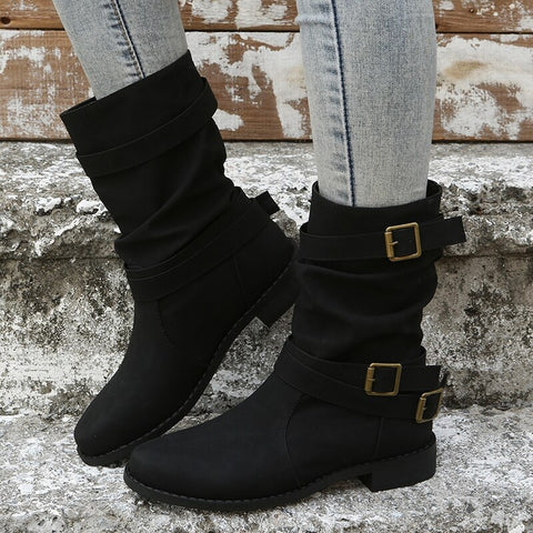 Autumn Winter Buckle low heels Ankle Boots CODE: KAR1700
